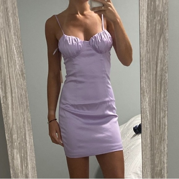 NEW Superdown Lavender Mini Dress Shelbi Tie Back from Revolve - Picture 5 of 6